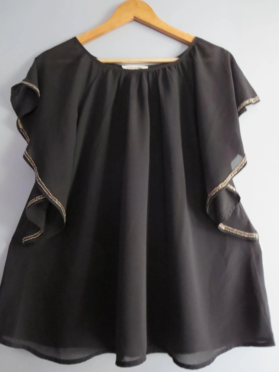 Blusa fluida preta com mangas borboleta Grain de Malice tamanho 42 – photo 2